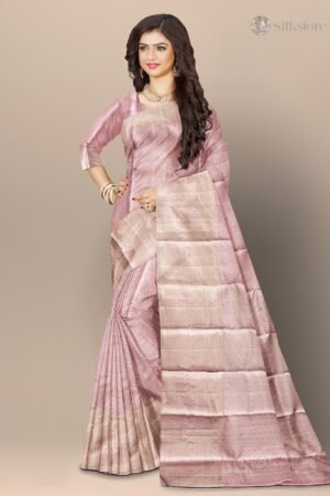 Blush Peach Pure Tissue Self-Border Saree
