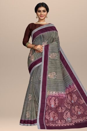 Classic Maroon and Olive Handwoven Saree