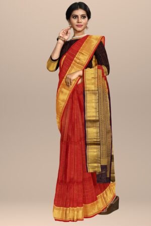 Divine Red and Gold Woven Silk Saree