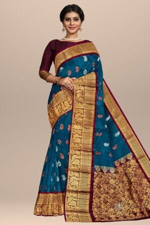 Temple Tales Antique Finish Handwoven Saree