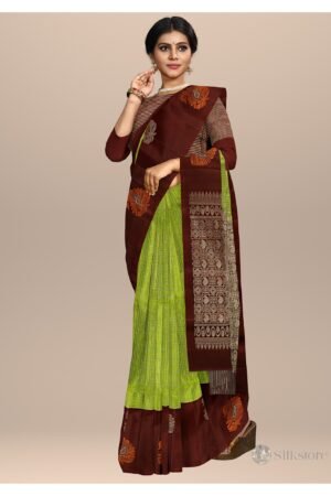 Classic Maroon and Green Fusion Saree