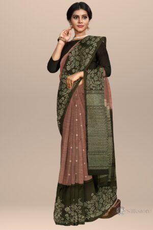 Silken Shadow Ivory Vine Ethnic Saree