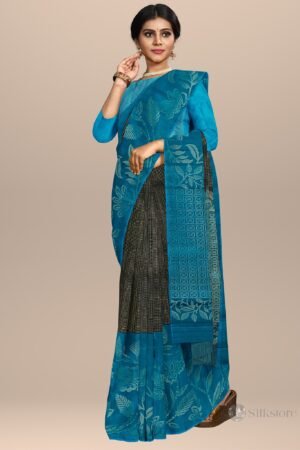 Royal Blue Woven Design Silk Saree
