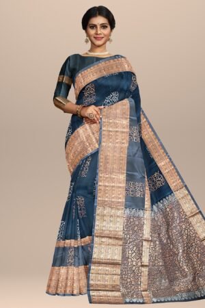 Indigo Elegance Handwoven Saree