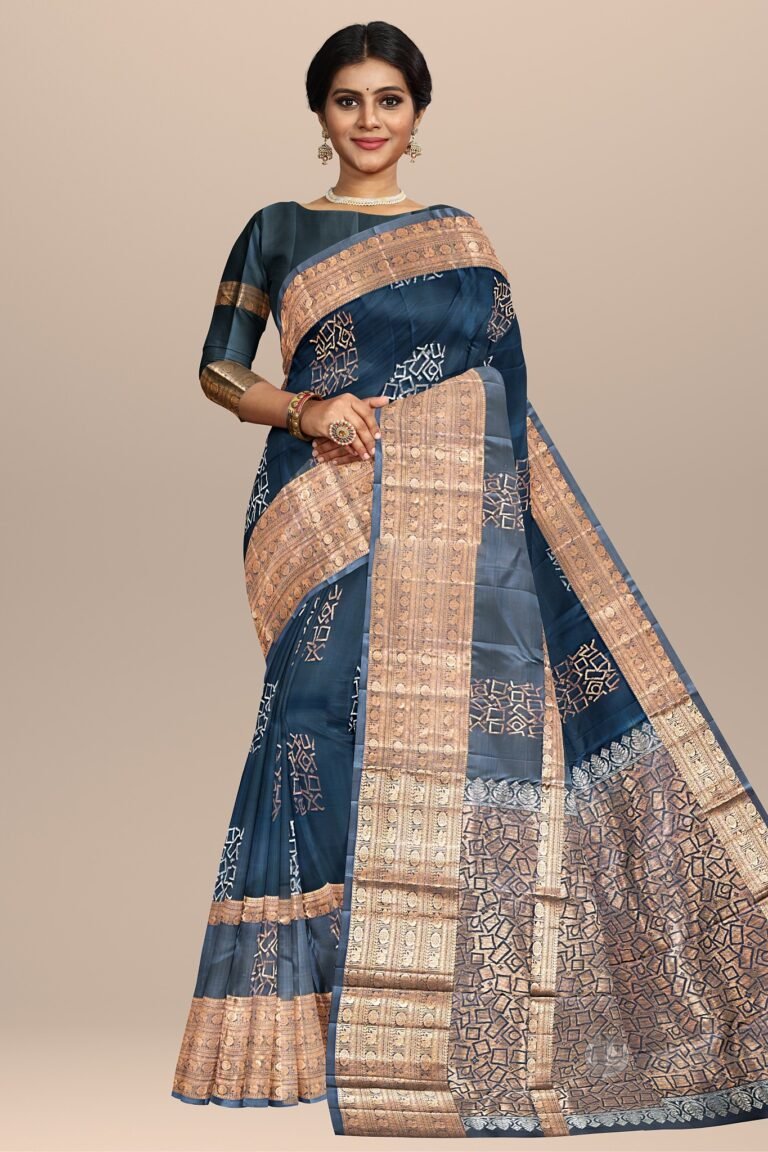 Indigo Elegance Handwoven Saree