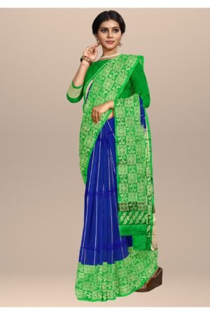 Green & Sapphire Heritage Silk Saree
