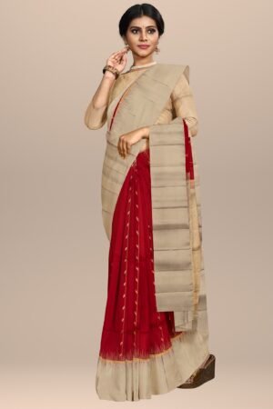 Traditional Dual-Tone Red Silk Saree