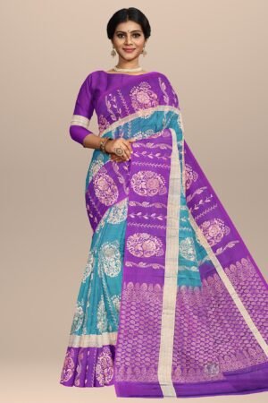Purple and Blue Ethnic Splendor Handwoven Saree
