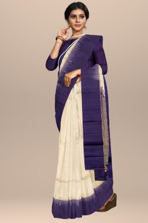 Majentha Elegance with Grey Mid Silk Saree