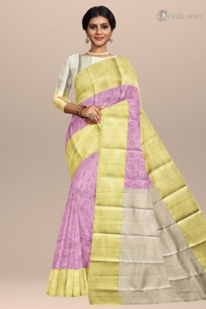 Pink Pastel Elegance kanijivaram Silk Saree"