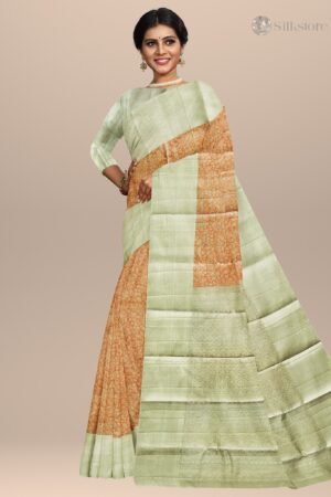 Orange Pastel Kanjivaram Silk Saree