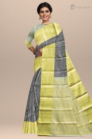 Charcoal Olive Luxe kanjivaram Silk Saree