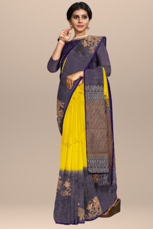 Mystic Blossom Timeless Yellow Traditional Silk Saree